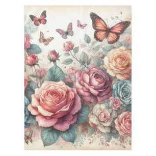 Watercolor Flowers in pastels colours  Tablecloth
