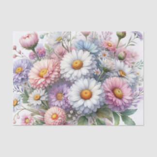 Watercolor Flowers in soft pastels  Tissue Paper