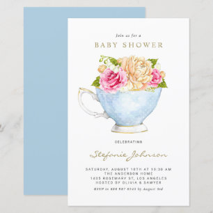 Watercolor Flowers in Teacup Baby Shower