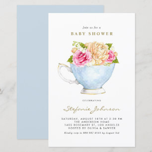 Watercolor Flowers in Teacup Baby Shower