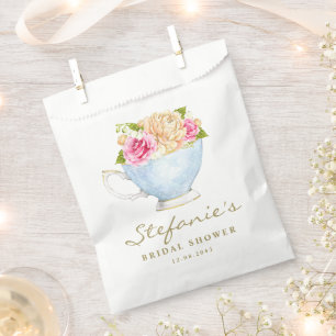 Watercolor Flowers in Teacup Bridal Shower Favour Bag