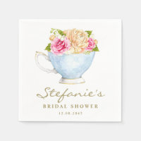 Watercolor Flowers in Teacup Bridal Shower