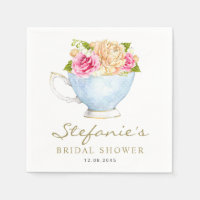 Watercolor Flowers in Teacup Bridal Shower