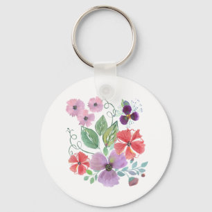 Watercolor flowers . keychain