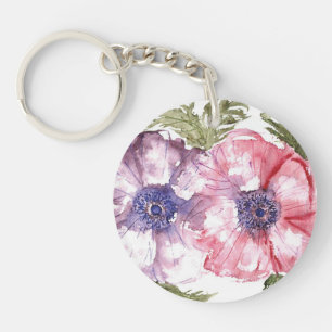 Watercolor flowers keychain