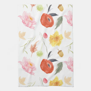 Watercolor Flowers Kitchen Towel