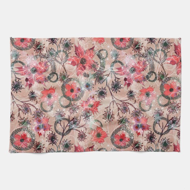 Watercolor, flowers . kitchen towel (Horizontal)