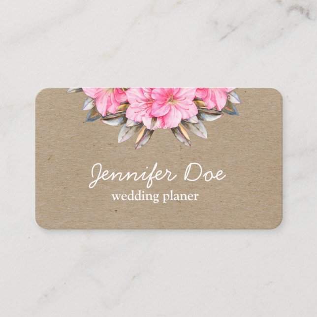  Watercolor flowers kraft Business Card (Front)