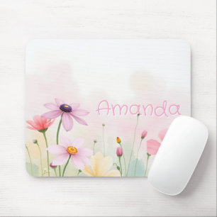 Watercolor Flowers Meadow Pretty Floral Mouse Pad