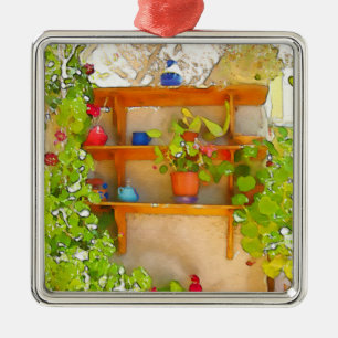 Watercolor flowers metal ornament