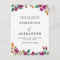 Watercolor Flowers & Modern Typography Wedding