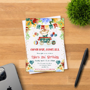 Watercolor Flowers Monkey Kids Birthday Acrylic Invitations