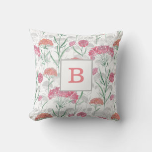 Watercolor, flowers,Monogram, personalized, Throw Pillow