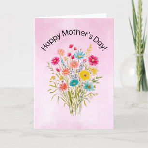 Watercolor flowers mother's day card birthday