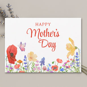 Watercolor flowers Mother's Day flat card