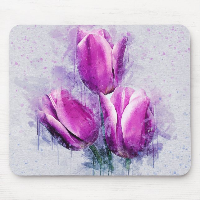 Watercolor Flowers Mouse Pad (Front)