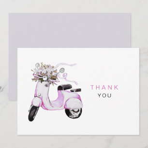 Watercolor Flowers on a Scooter Thank You