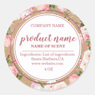 Watercolor flowers on kraft paper labels