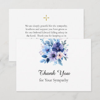 Watercolor Flowers Orthodox Christian Funeral Thank You Card