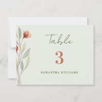 Watercolor Flowers Pastel Green-Escort Card
