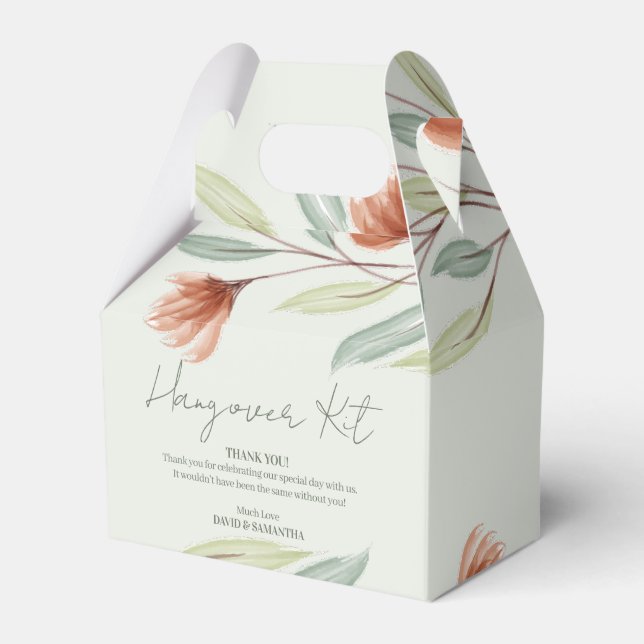 Watercolor Flowers Pastel Green Favor Box (Front Side)