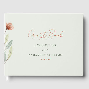 Watercolor Flowers Pastel Green Guest Book