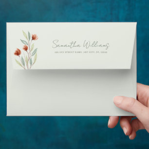 Watercolor Flowers Pastel Green Menu Envelope