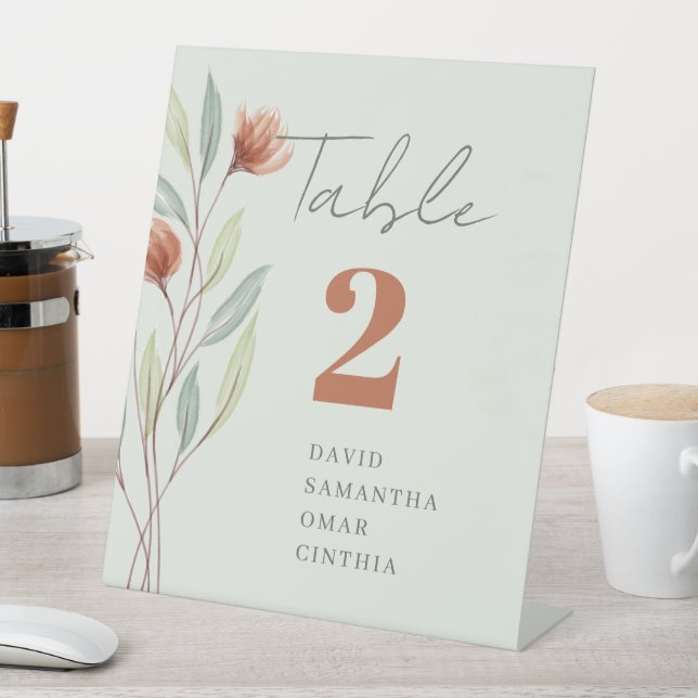 Watercolor Flowers Pastel Green Pedestal Sign (In SItu)