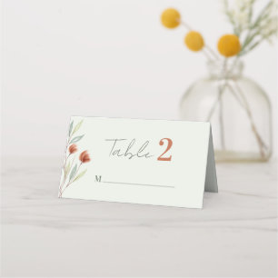 Watercolor Flowers Pastel Green Place Card