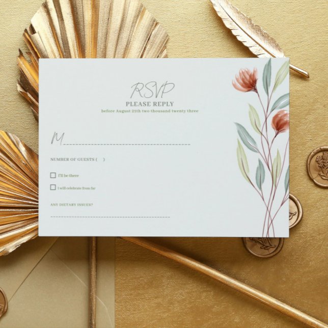Watercolor Flowers Pastel Green-RSVP CARD (Creator Uploaded)