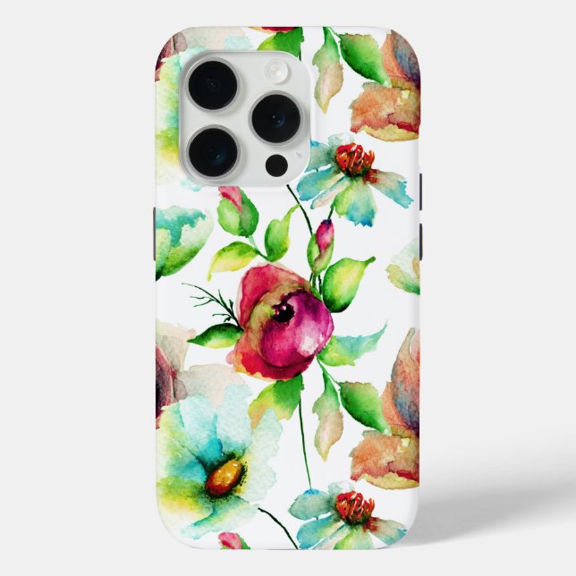 Watercolor Flowers Pattern Illustration Case-Mate iPhone Case (Back)