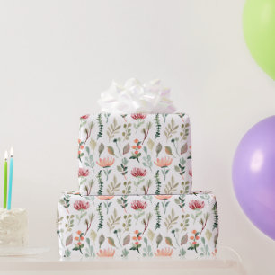 Watercolor Flowers Pattern Wrapping Paper
