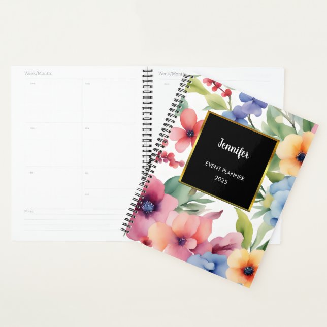 Watercolor flowers personal elegant professional planner (Display)