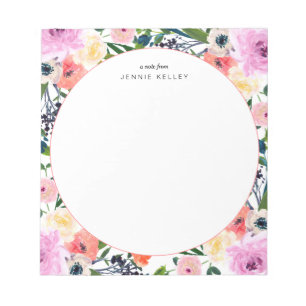 Watercolor Flowers Personalized Notepad