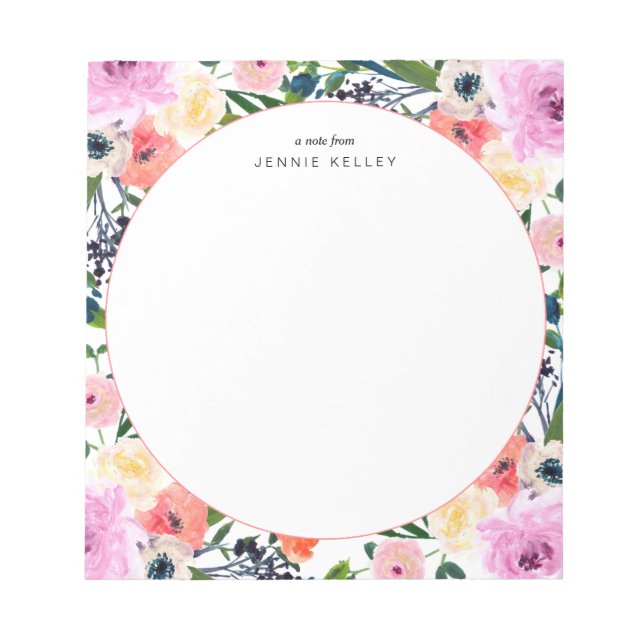 Watercolor Flowers Personalized Notepad (Front)