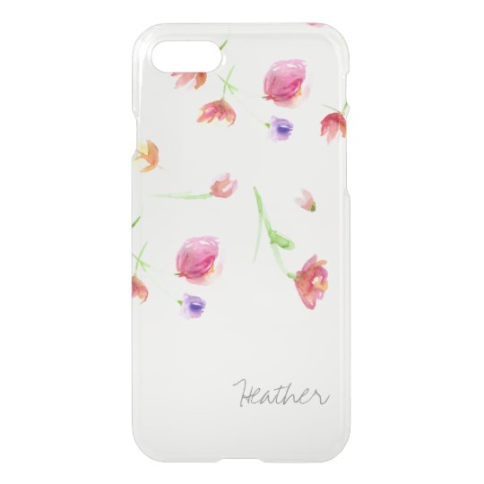 Watercolor flowers, personalized with name. iPhone 8/7 case