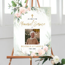 Watercolor Flowers Photo Welcome Memorial Service