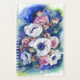 Watercolor flowers pink poppy illustration flowers