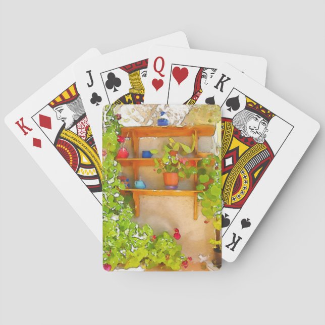 Watercolor flowers playing cards (Back)
