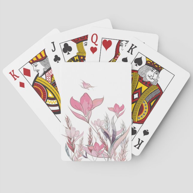 Watercolor flowers playing cards (Back)