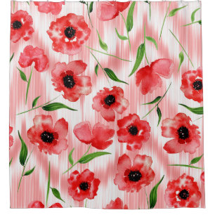 Watercolor flowers: poppy peony ikat.