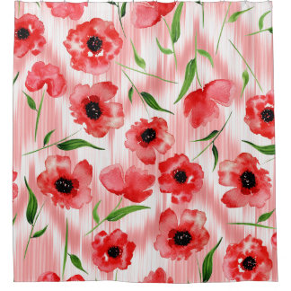Watercolor flowers: poppy peony ikat.