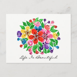 Watercolor Flowers Postcard