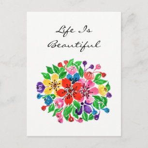 Watercolor Flowers Postcard