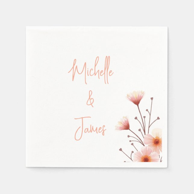 Watercolor Flowers Professional Trendy Napkin (Front)