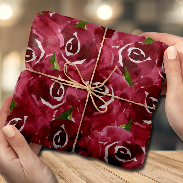 Watercolor Flowers Purple Claret Tissue Paper (Creator Uploaded)