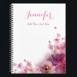 Watercolor Flowers Roses Elegant Modern Template Notebook<br><div class="desc">Watercolor Flowers Roses Elegant Modern Template Spiral Notebook.</div>