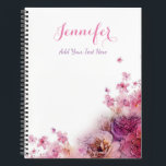 Watercolor Flowers Roses Elegant Modern Template Notebook<br><div class="desc">Watercolor Flowers Roses Elegant Modern Template Spiral Notebook.</div>