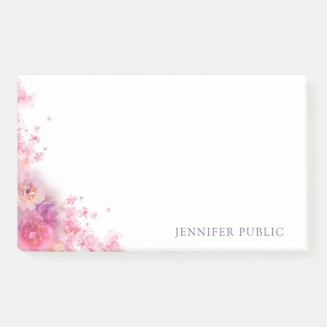 Watercolor Flowers Roses Elegant Modern Template Post-it Notes (Front)