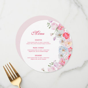 Watercolor Flowers Round Menu